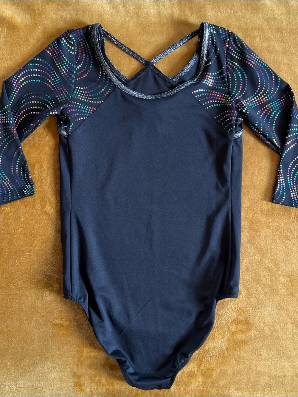 CAPEZIO Future Star Dance Leotard Black LARGE 10/12 Gymnastics Long Sleeve